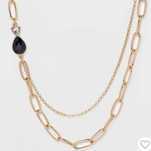 BEZEL stone Double Chain Gold Necklace